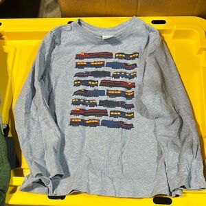 Hanna Andersson Blue Train Graphic Long Sleeve Shirt